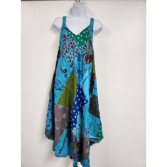 Ananta patchwork Bohemian Patchwork Long Umbrella Dress PAT-3266 H - Picture 3 of 7